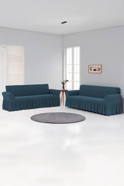 Livdora Çekyat Örtüsü Etekli Liva 3+3 Mavi