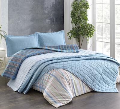 Kristal Nevresim Takımlı Yatak Örtülü Çift Kişilik Casual Turkuaz-Mint