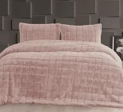 Merinos Yatak Örtüsü Çk Luxe Kareli Pudra