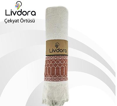 Livdora Çekyat Örtüsü 170*210 Petek Ekru-Kiremit