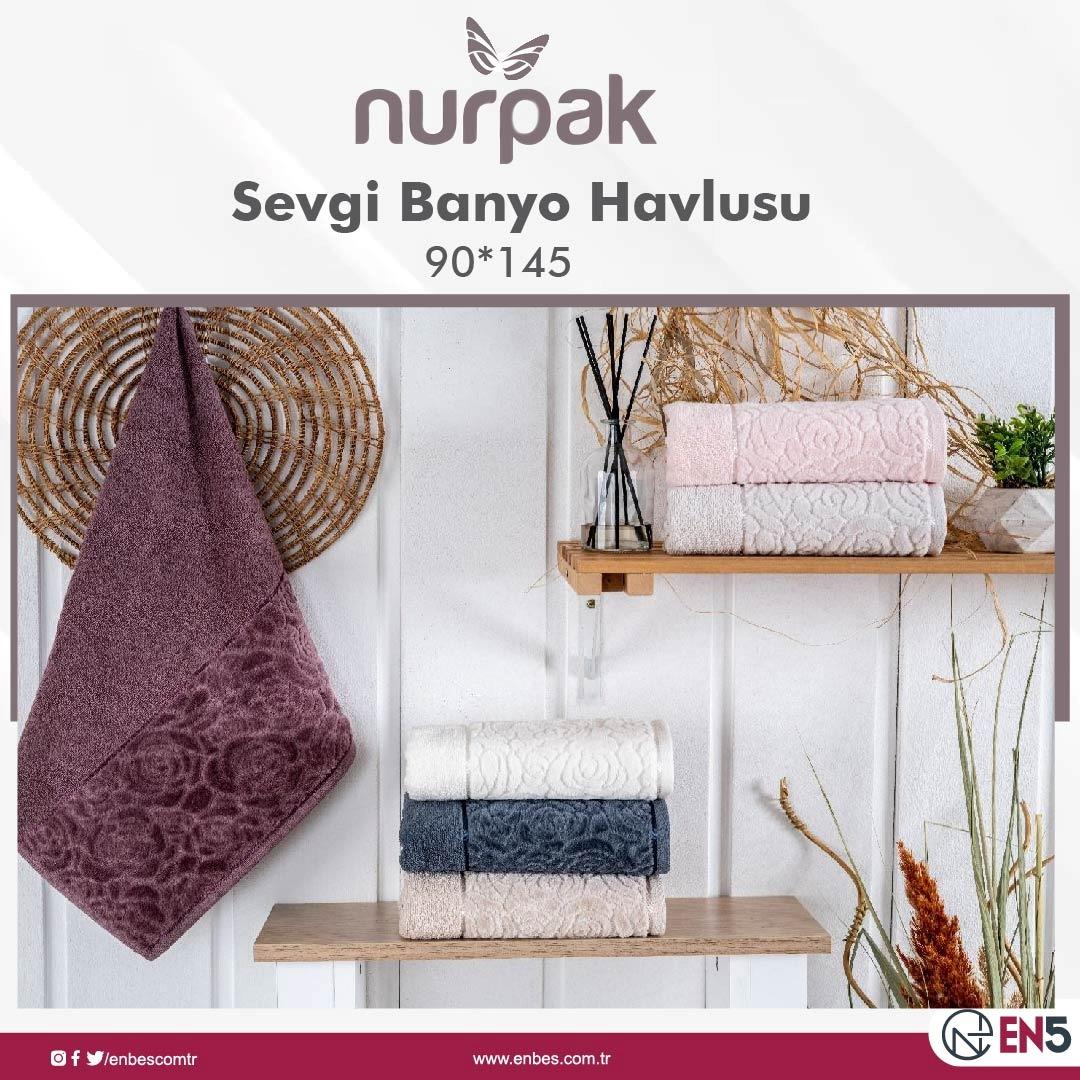 Nurpak Havlu Banyo 90*150 Jakarlı Sevgi Multicolor