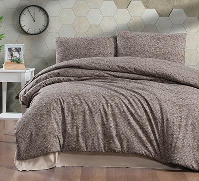 Kristal Nevresim Takımı Çift Kişilik Terry Cotton Karen Kahve