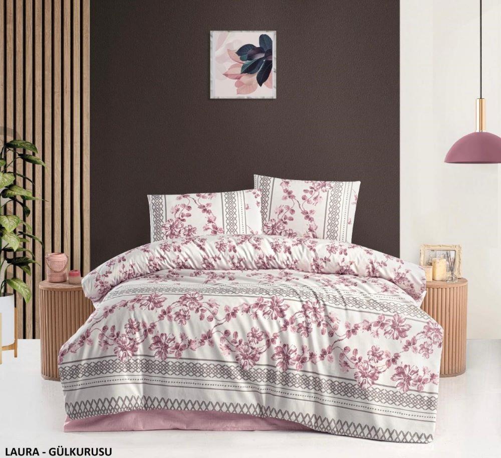 Kristal Nevresim Takımı Tek Kişilik Terry Cotton Laura Gül Kurusu