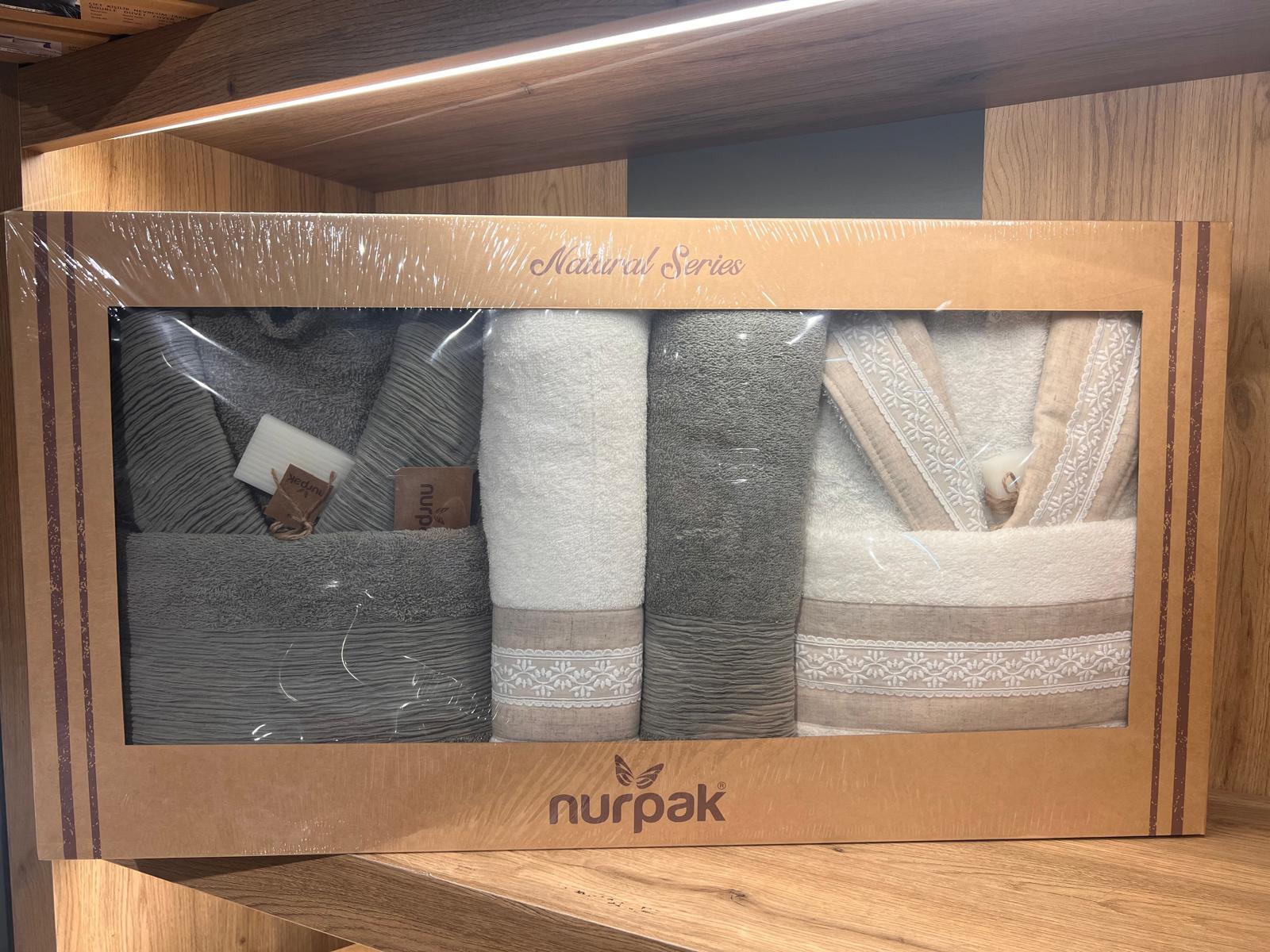 Nurpak Aile Seti Tuana Keten Güpürlü Yeşil-Krem