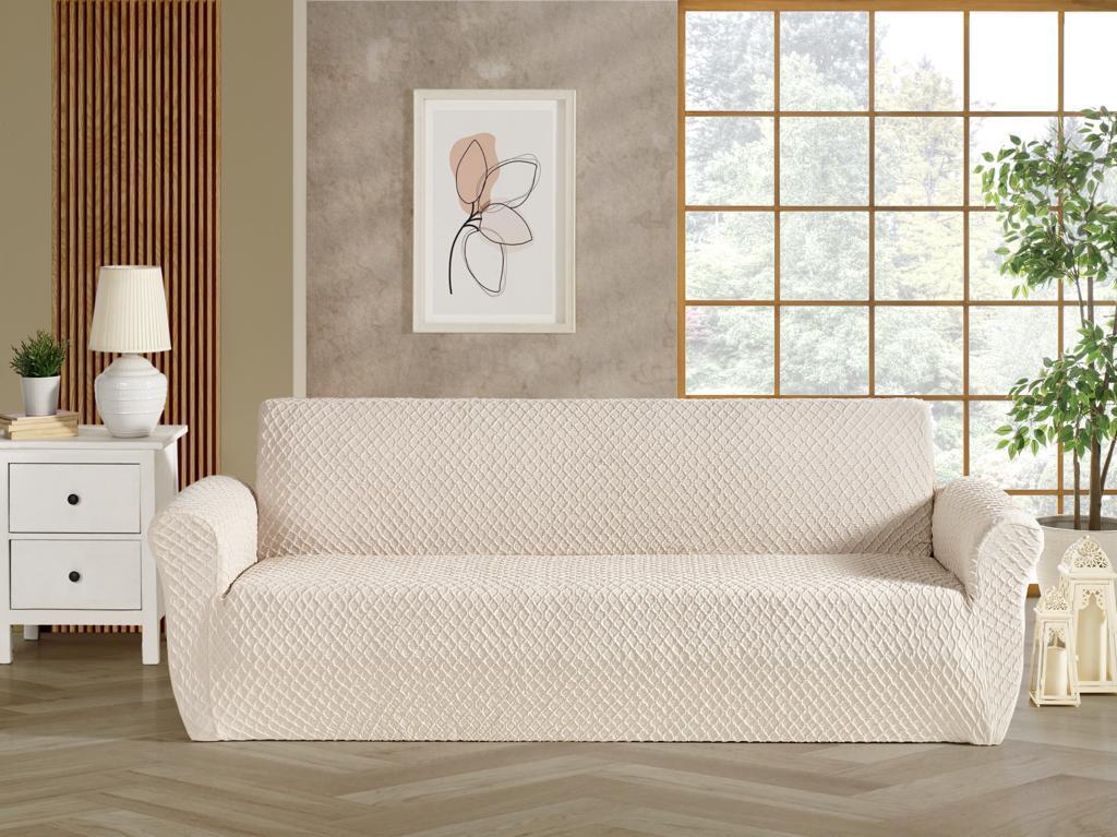 Moda Koltuk Örtüsü Tam Giydirme Maxi Takım 3+3+1+1 Krem